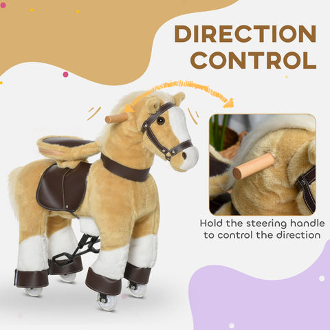 Plush Walking Ride-On Toy Horse for Kids Ages 3-8