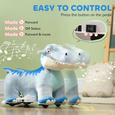 6V Kids Electric Dinosaur Ride-On Toy with Music
