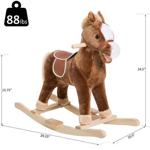 Kids Plush Ride-On Rocking Horse Toy with Sounds