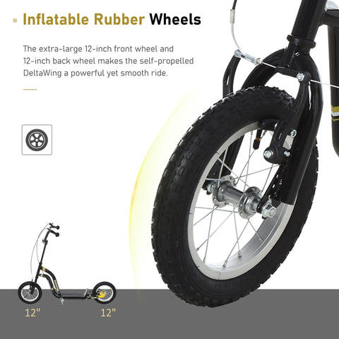 Youth Dual-Brake Kick Scooter with 12-Inch Inflatable Wheels