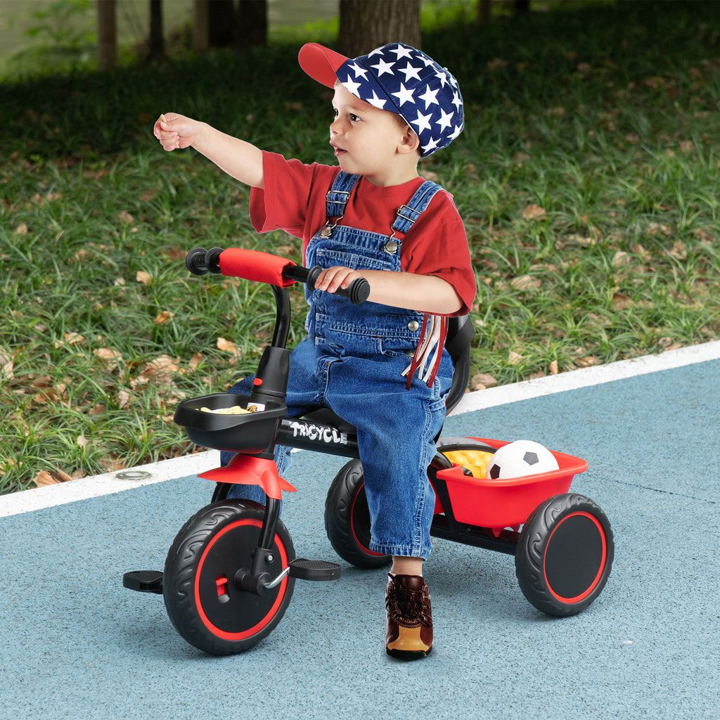 Toddler Tricycle with Adjustable Seat and Storage Baskets