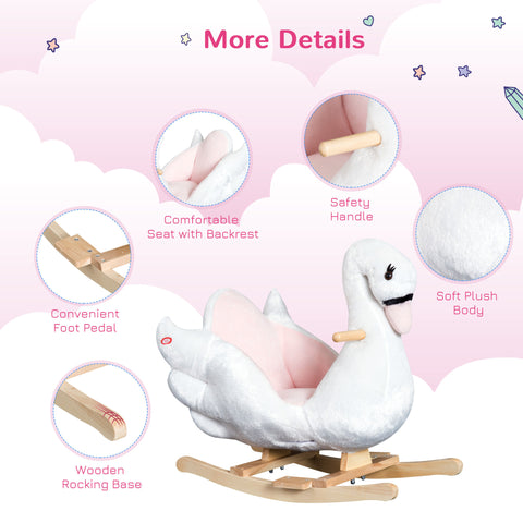 Plush Swan Ride-On Rocking Toy with Music for Toddlers