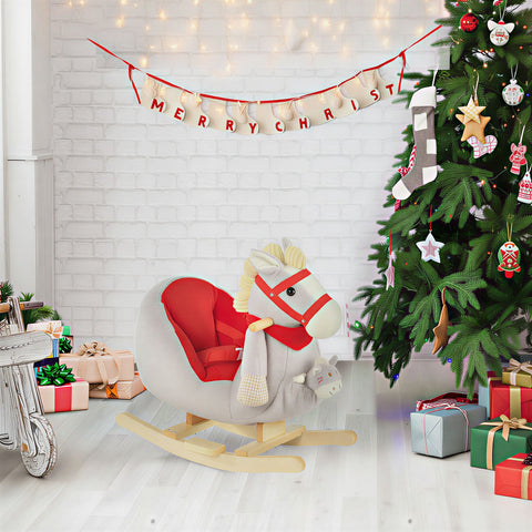 Plush Ride-On Rocking Horse Toy with Music for Toddlers