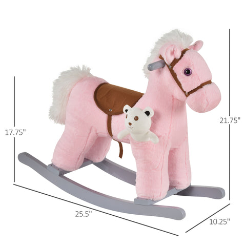 Kids Plush Rocking Horse Ride-On Toy with Sounds