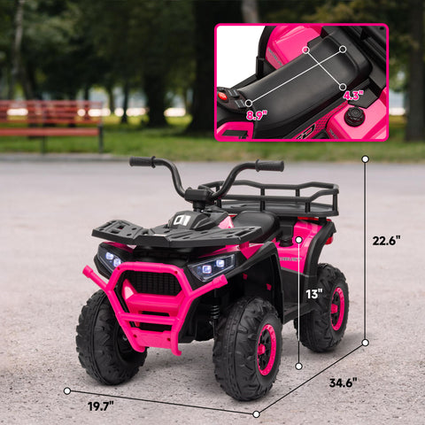 12V Kids Ride-On ATV 4-Wheeler Quad with LED Lights and Music