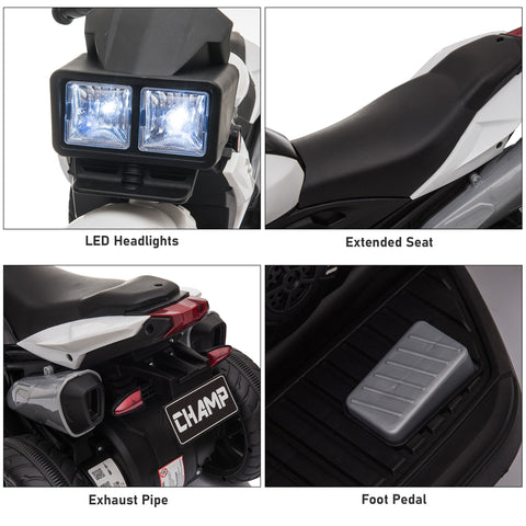6V Kids Electric Ride-on Motorcycle with Headlights and Music