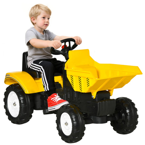 Kids Pedal Ride-On Excavator with Manual Control Bucket