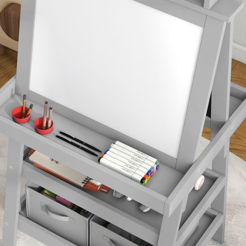 Double-Sided Kids Easel with Paper Roll & Storage