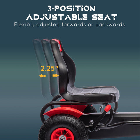 Kids Pedal Go Kart with Adjustable Seat and Rubber Wheels
