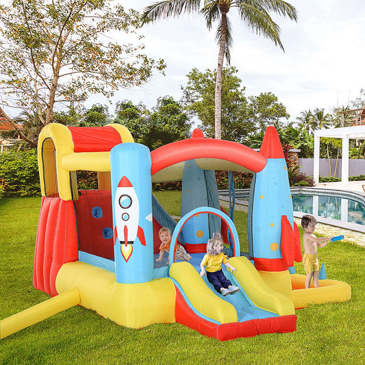 4-in-1 Inflatable Bounce House with Water Slide and Blower
