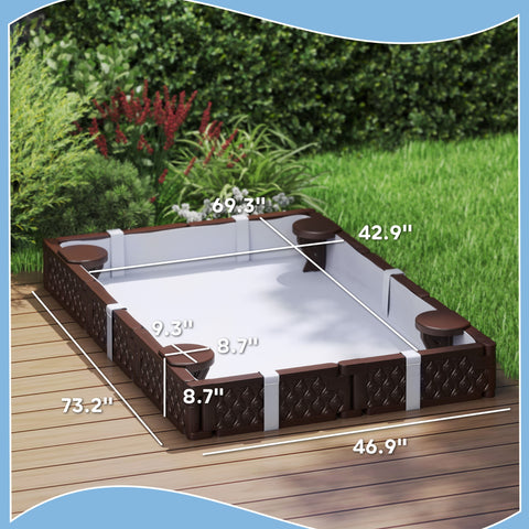 Kids Outdoor Sandbox with Cover and 4 Corner Seats