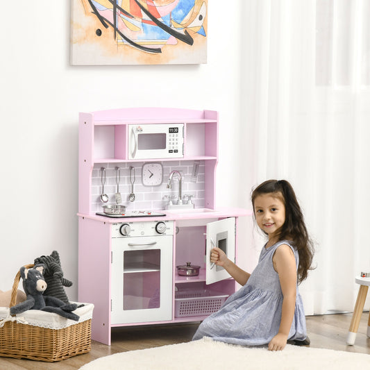 Kids Pretend Play Kitchen Playset with Lights and Sounds