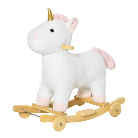 2-in-1 Kids Rocking Horse and Rolling Plush Unicorn Toy