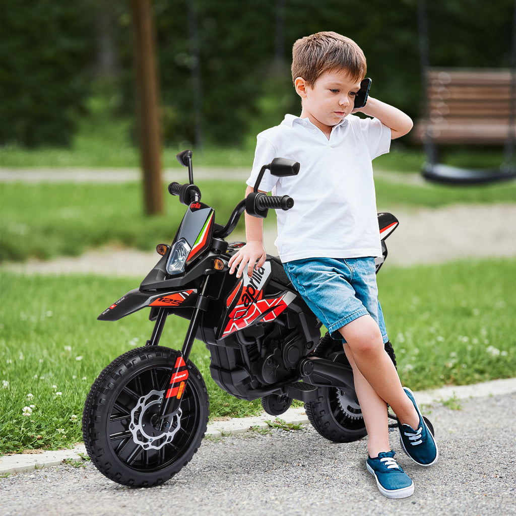 12V Kids Ride-On Motorcycle with Training Wheels and Suspension