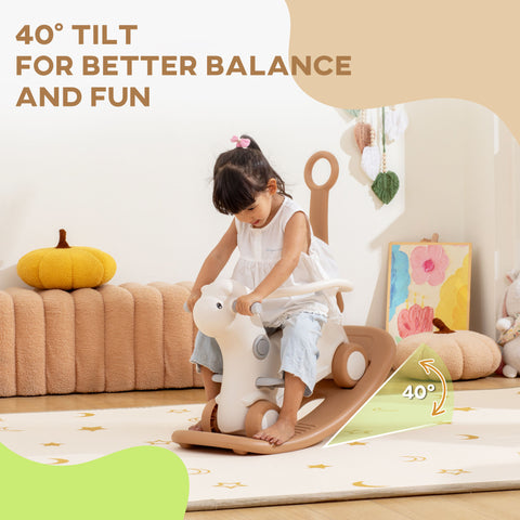 4-in-1 Toddler Rocking Horse with Push Handle and Balance Board