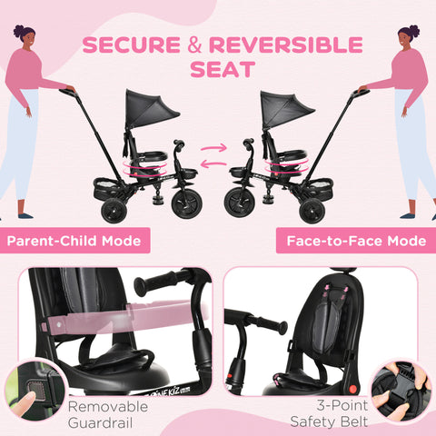 4-in-1 Foldable Toddler Tricycle with Reversible Seat and Canopy