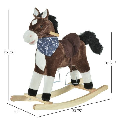 Plush Ride-On Rocking Horse Toy Cowboy Rocker with Realistic Sounds