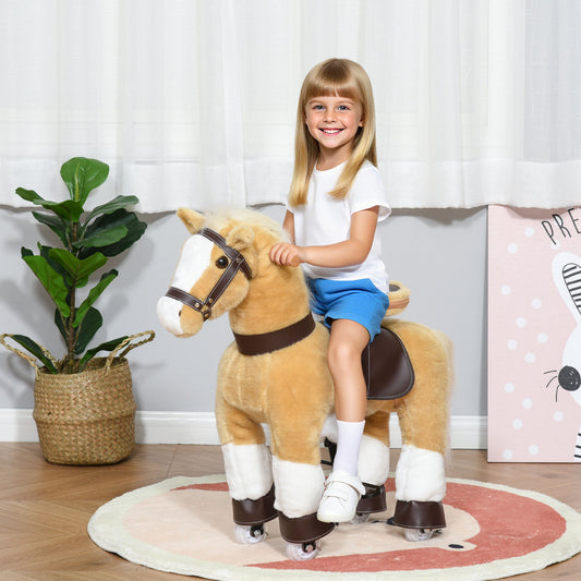 Plush Walking Ride-On Toy Horse for Kids Ages 3-8