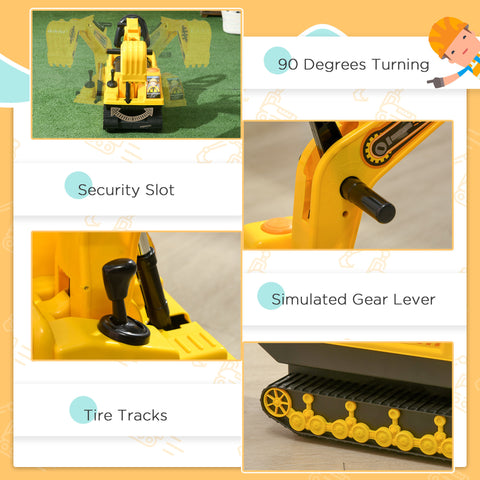 Kids Ride-On Excavator Construction Toy Walker With Storage