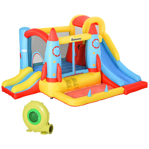 4-in-1 Inflatable Bounce House with Water Slide and Blower