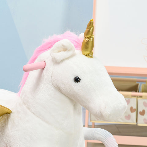 Plush Spring Rocking Unicorn Ride-on Toy with Sounds in Pink