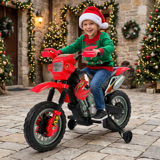 6V Kids Electric Dirt Bike Ride-On Toy with Training Wheels