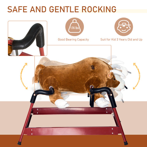 Kids Rodeo Bull Spring Rocking Horse with Realistic Sounds