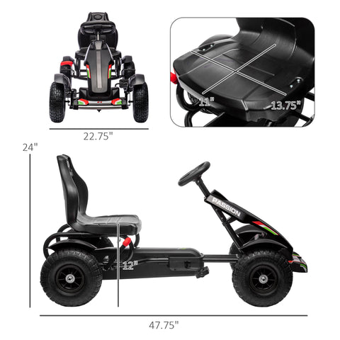 Kids Pedal Go Kart with Adjustable Seat and Handbrake