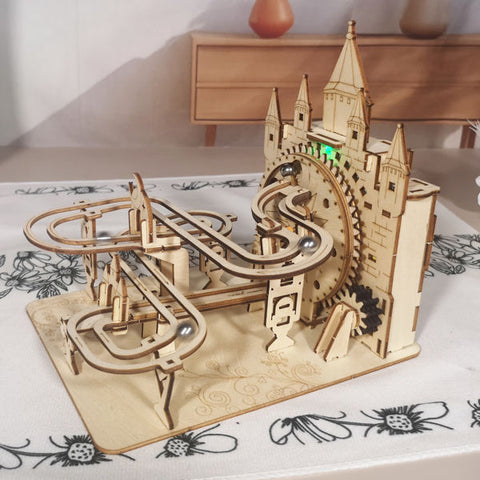 Electric 3D Wooden Puzzle Marble Run Model Kit