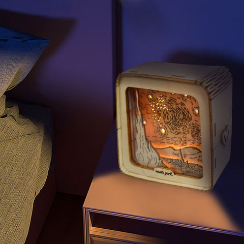 3D Wooden Starry Sky Puzzle Model Kit with Night Light