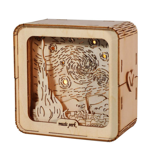 3D Wooden Starry Sky Puzzle Model Kit with Night Light
