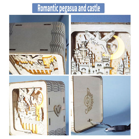 3D Wooden Pegasus Castle Model Kit with Night Light
