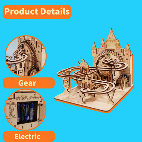 Electric 3D Wooden Puzzle Marble Run Model Kit