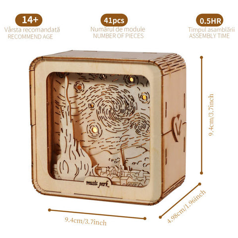 3D Wooden Starry Sky Puzzle Model Kit with Night Light