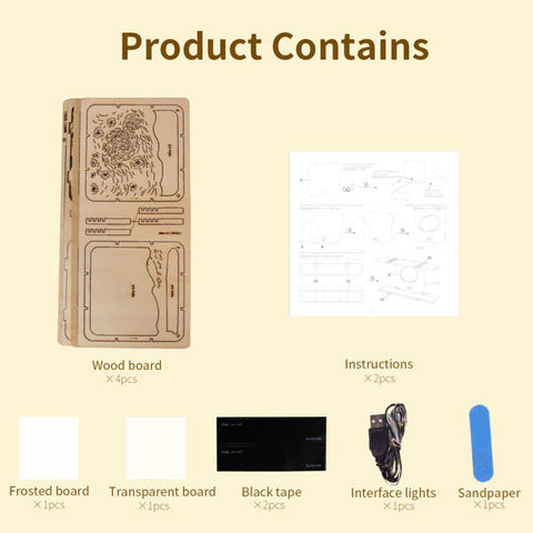 3D Wooden Starry Sky Puzzle Model Kit with Night Light