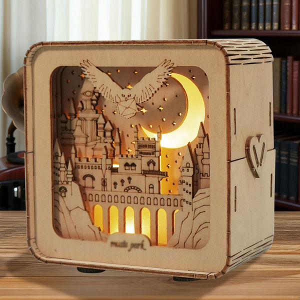 3D Wooden Castle Puzzle Model Kit with Night Light