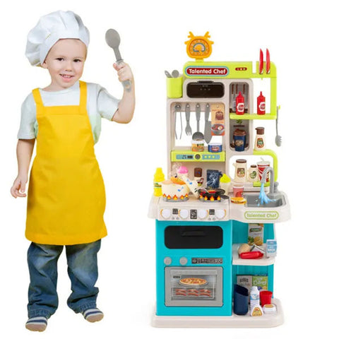 95-Piece Kids Corner Play Kitchen Set with Lights and Steam