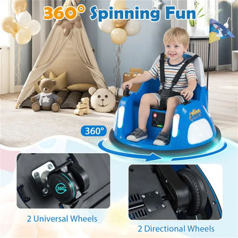 Kids Ride-On Bumper Car With Flashing Lights & Music