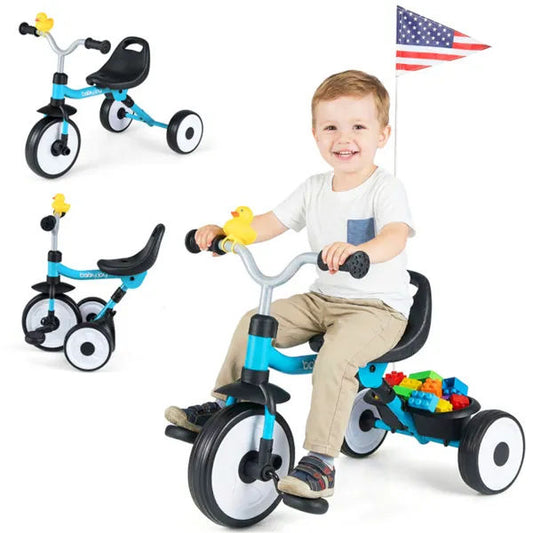 3-in-1 Foldable Toddler Tricycle With Rainbow LED Wheels