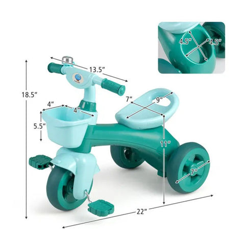 Toddler Tricycle for 3-5 Years With Storage Baskets
