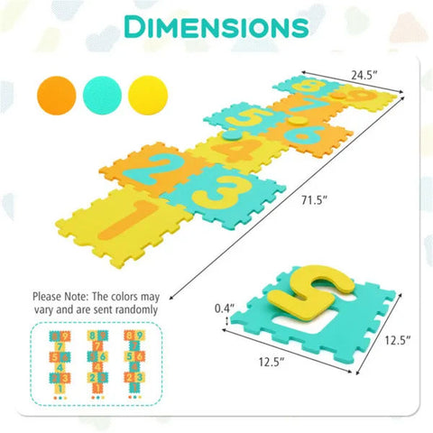 Kids Hopscotch Foam Mat with 9 Interlocking Tiles and 3 Marker Discs