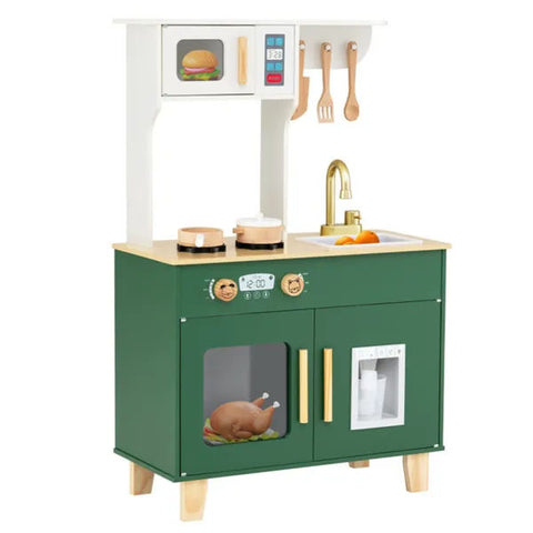 Kids Play Kitchen with Realistic Faucet and Ice Dispenser