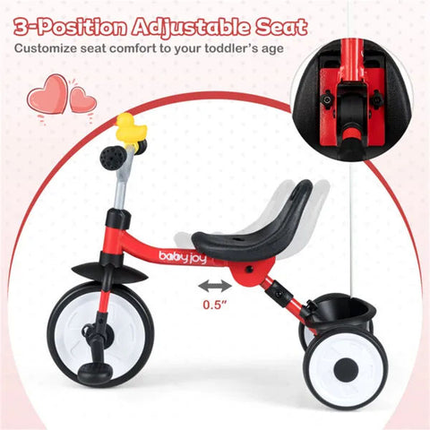 3-in-1 Foldable Toddler Tricycle With Rainbow LED Wheels