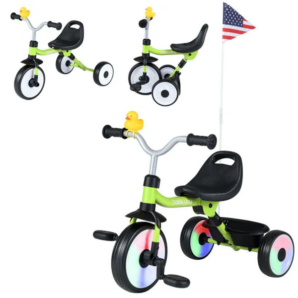 3-in-1 Foldable Toddler Tricycle With Rainbow LED Wheels