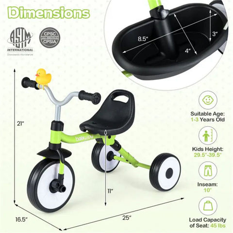 3-in-1 Foldable Toddler Tricycle With Rainbow LED Wheels