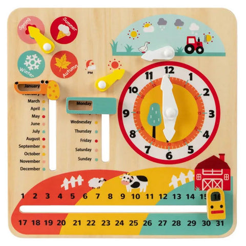 Montessori Wooden Time Learning Clock for Kids 3+
