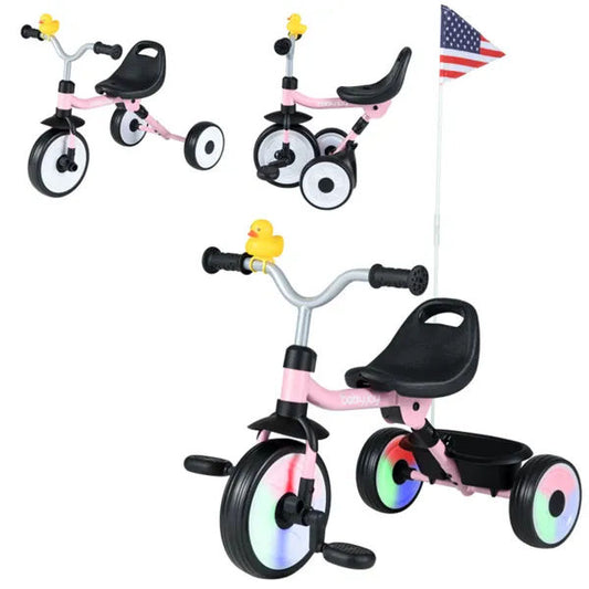 3-in-1 Foldable Toddler Tricycle | Balance Bike With LED Wheels