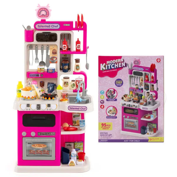 95-Piece Kids Corner Play Kitchen Pretend Cooking Set