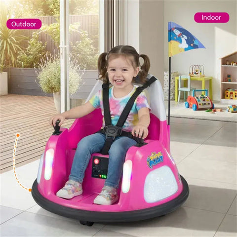 Kids Bumper Car With 5-Point Seat Belt & Lights