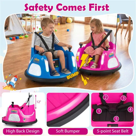 Kids Bumper Car With 5-Point Seat Belt & Lights